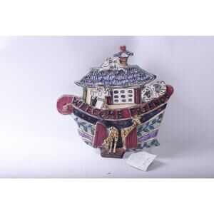 Welcome Friends, Noah's Ark, Wall Hanging, Clayworks by Heather Goldminc,